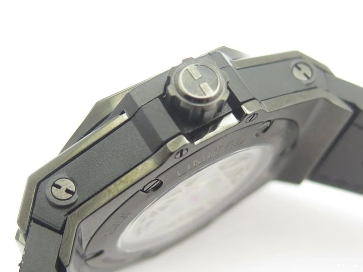 MIROTIME 0420 Portofino Chrono SS Black Dial on Black Leather Strap A Refined 7390